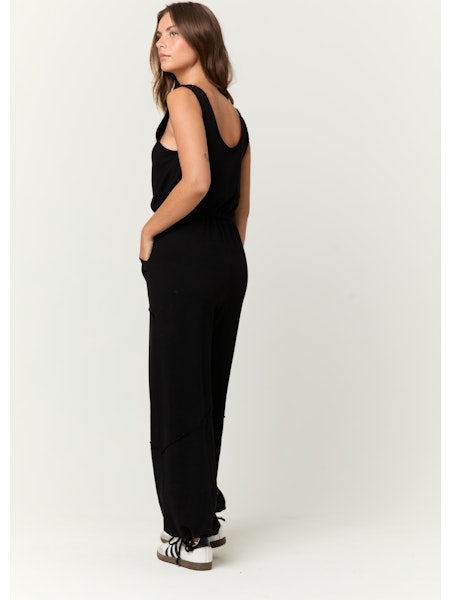 PROJECT SOCIAL T Journey Tie Front Terry Jumpsuit Black