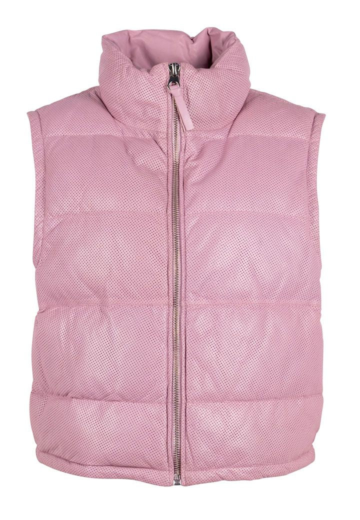 Mauritius Leather Ellice Leather Puffer Vest in Light Pink