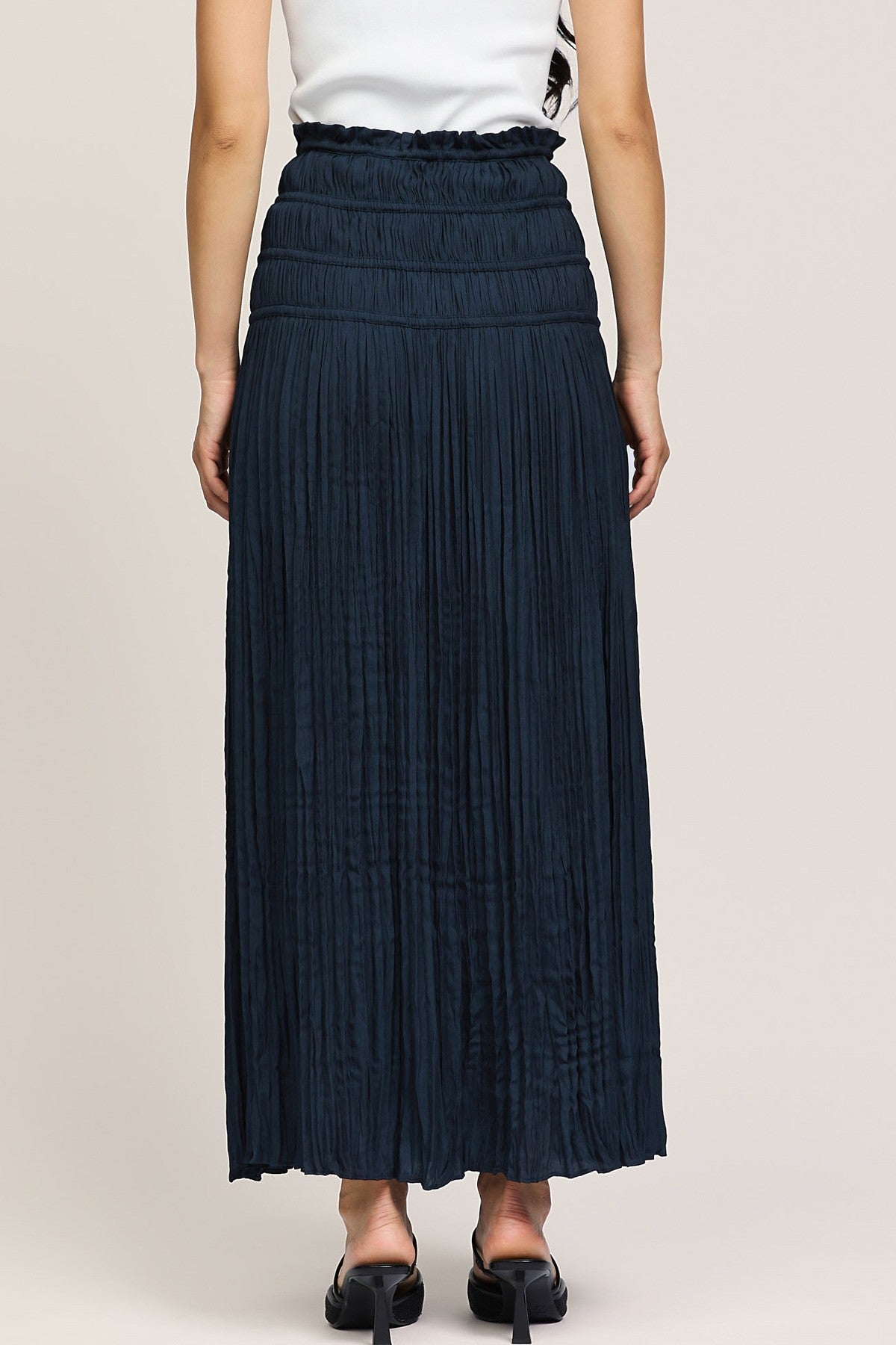 NYLAND Clara Smocked Waist Crinkle Maxi Skirt