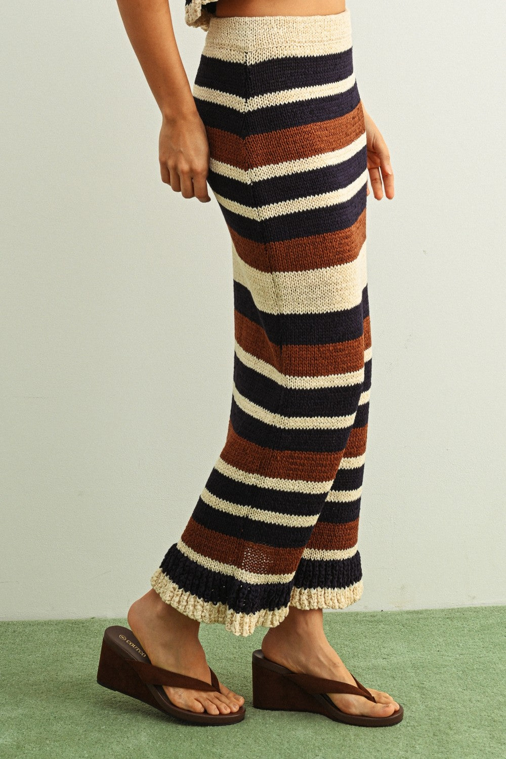 NYLAND Jacinta Color Blocked Ruffle Hem Knit Skirt