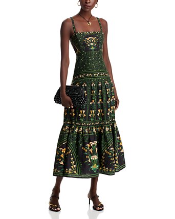 Farm Rio Flowers Arch Black Sleeveless Maxi Dress