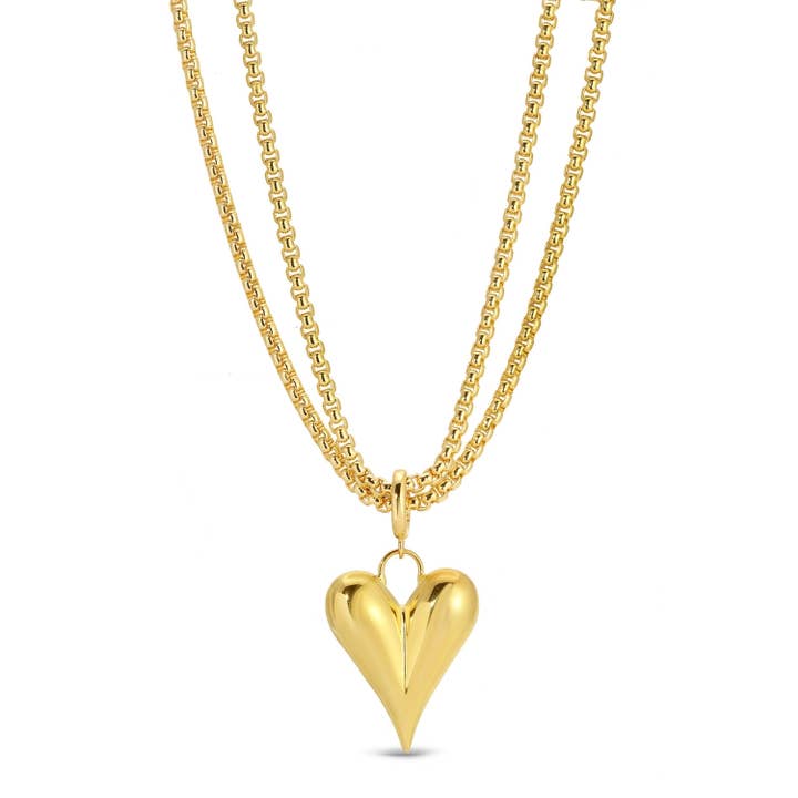 Splendid Iris Long or Doubled Up Elongated Bubble Heart Necklace