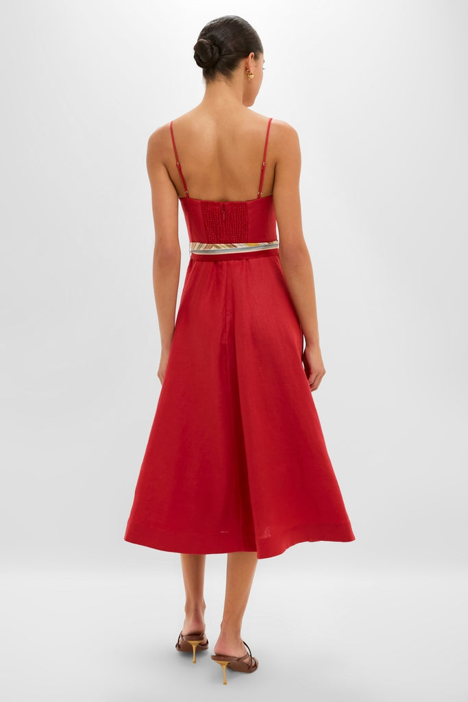 DEON Summer Red Scarf Dress