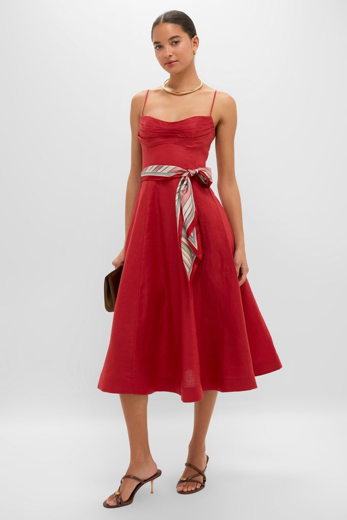DEON Summer Red Scarf Dress DEON Summer Red Scarf Dress