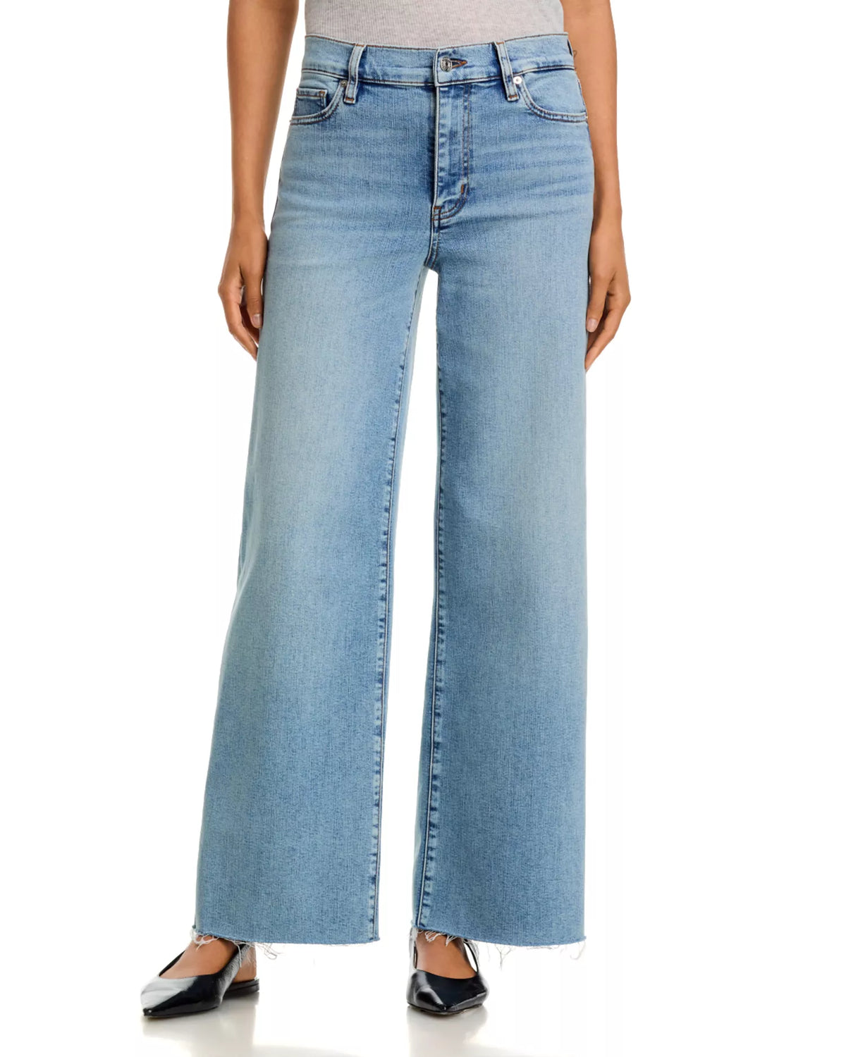 FRAME Le Slim Palazzo in Dovetail Raw Fray