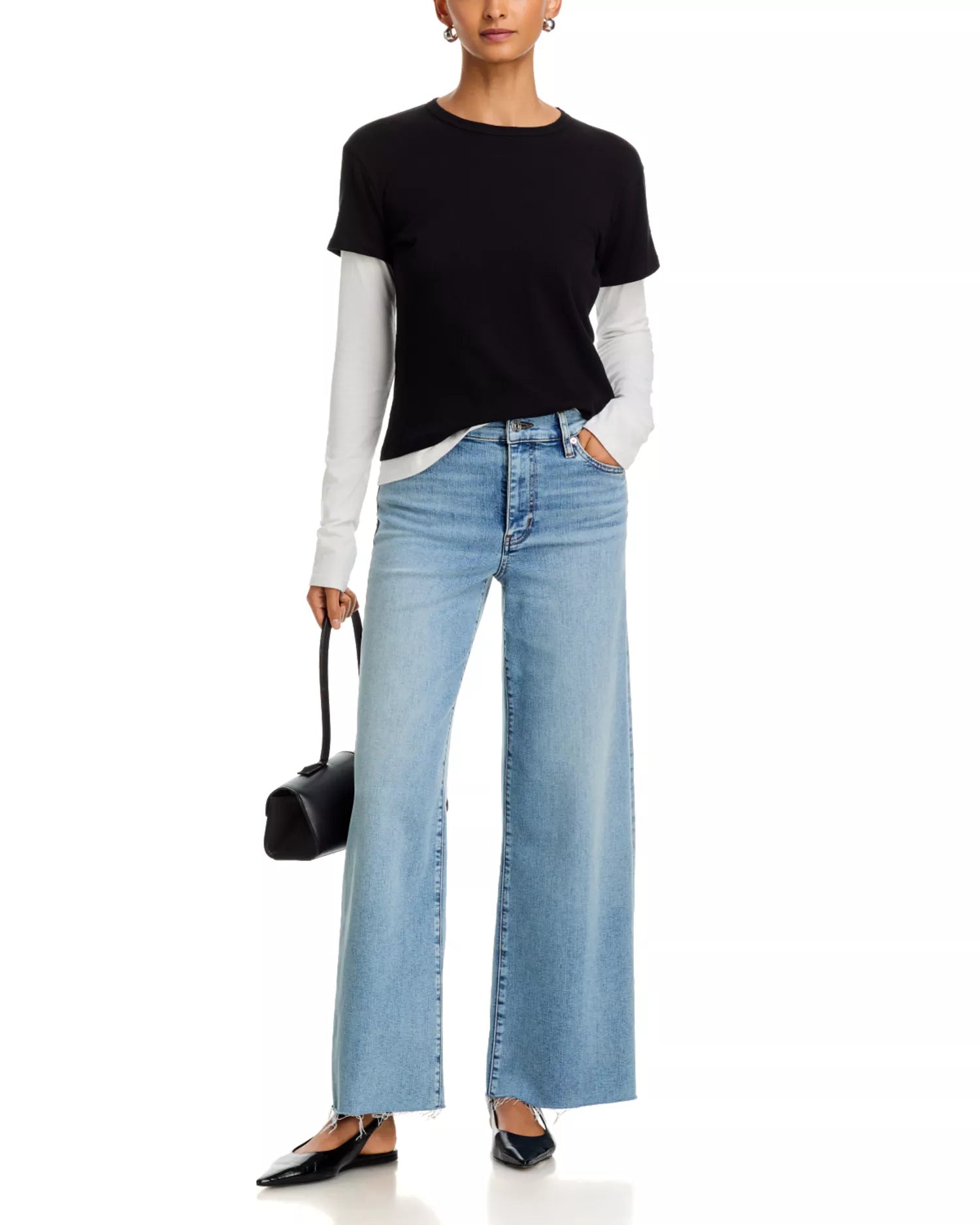 FRAME Le Slim Palazzo in Dovetail Raw Fray