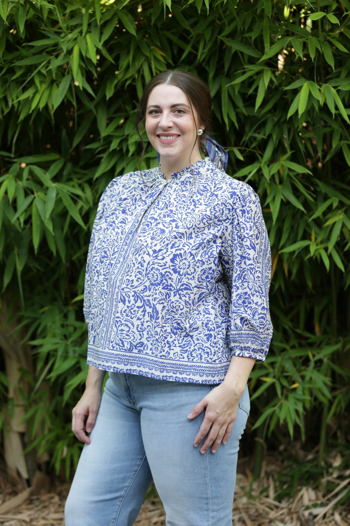 Birds of Paradis by Trovata Orly Blouse in Hydra Border