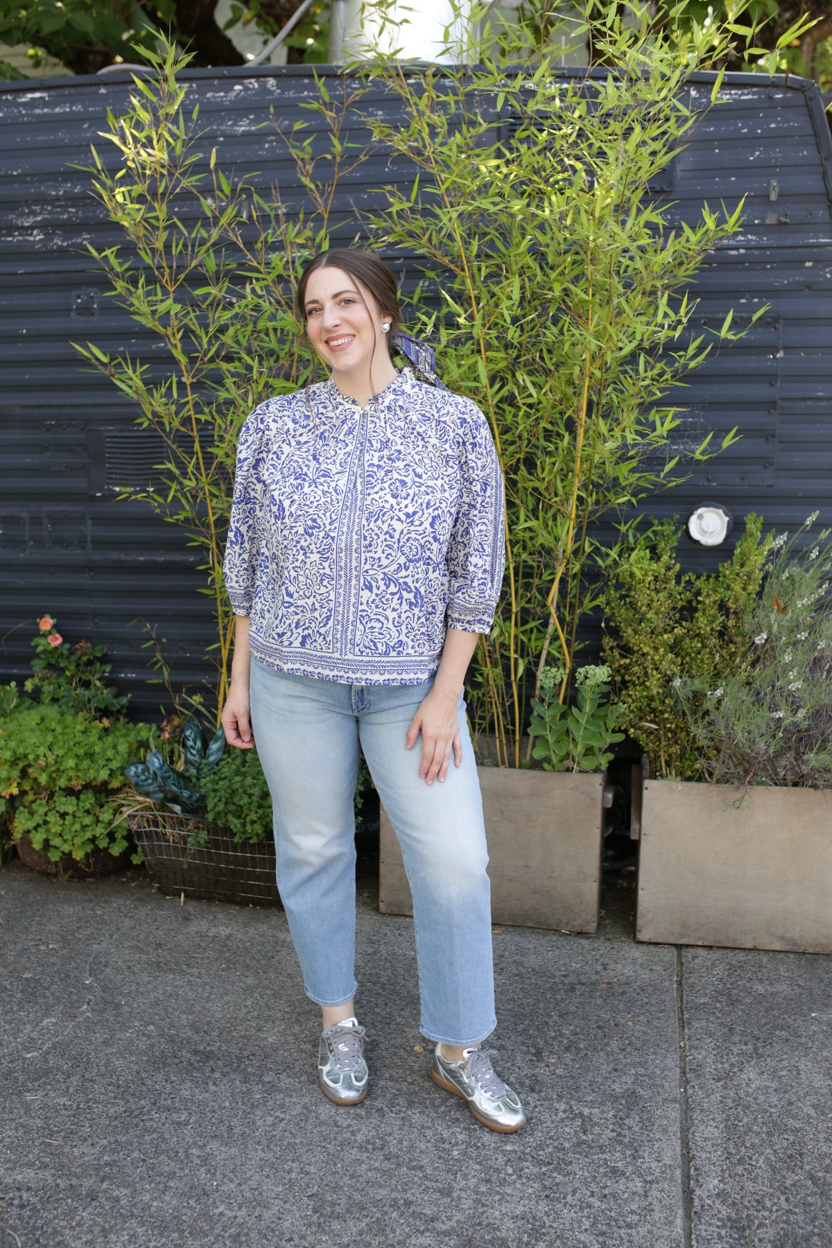 Birds of Paradis by Trovata Orly Blouse in Hydra Border