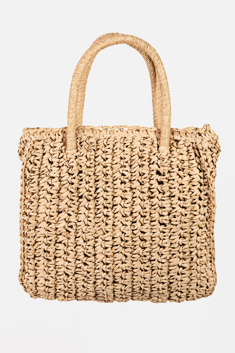 NYLAND Raffia Braided Square Handbag