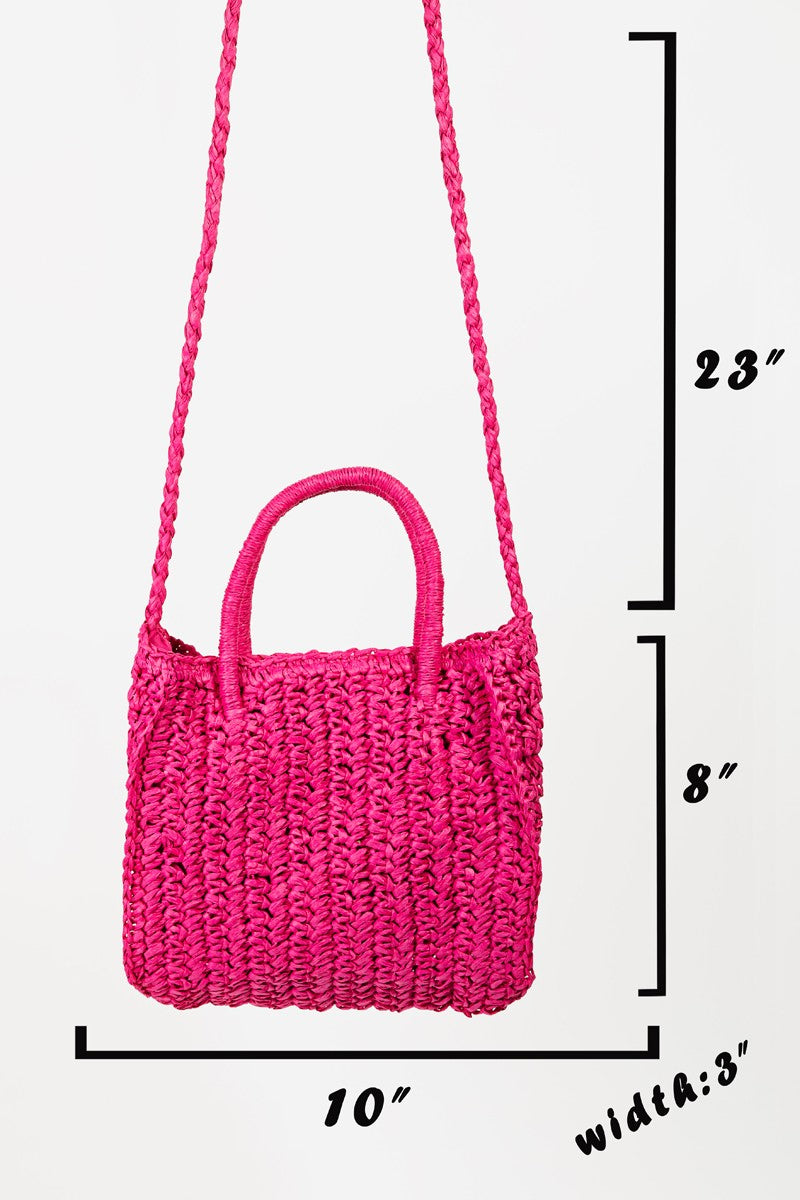 NYLAND Raffia Braided Square Handbag