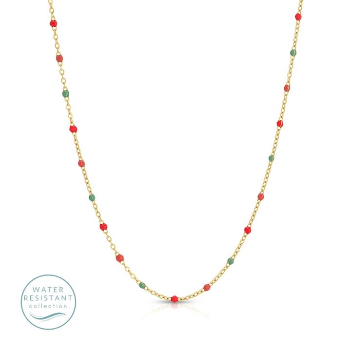 Splendid Iris Sweetly Colored Delicate Chain Necklace Green Peach