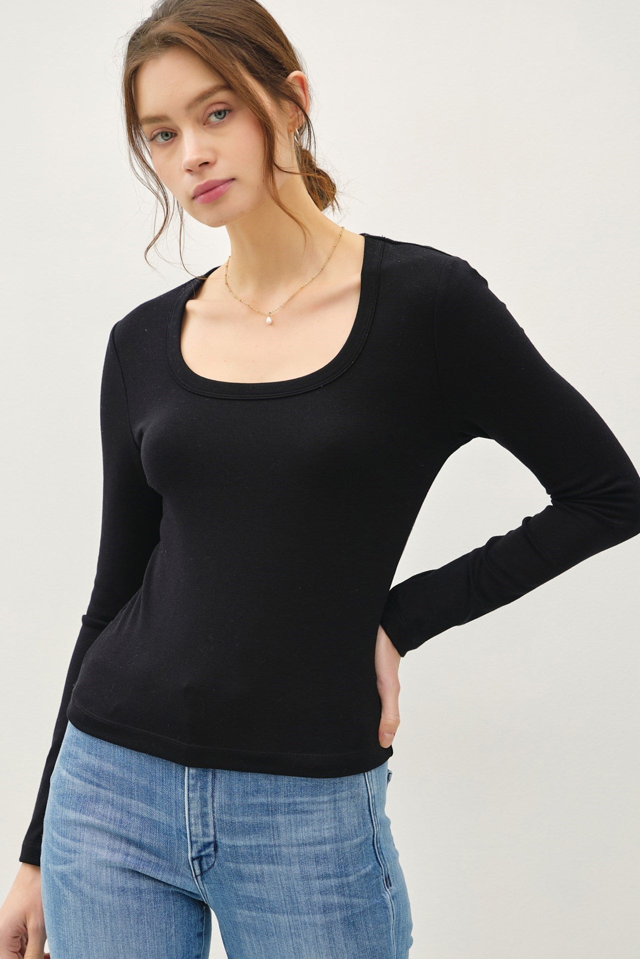 NYLAND Bridget Soft L/S Scoop Neck Tee Black