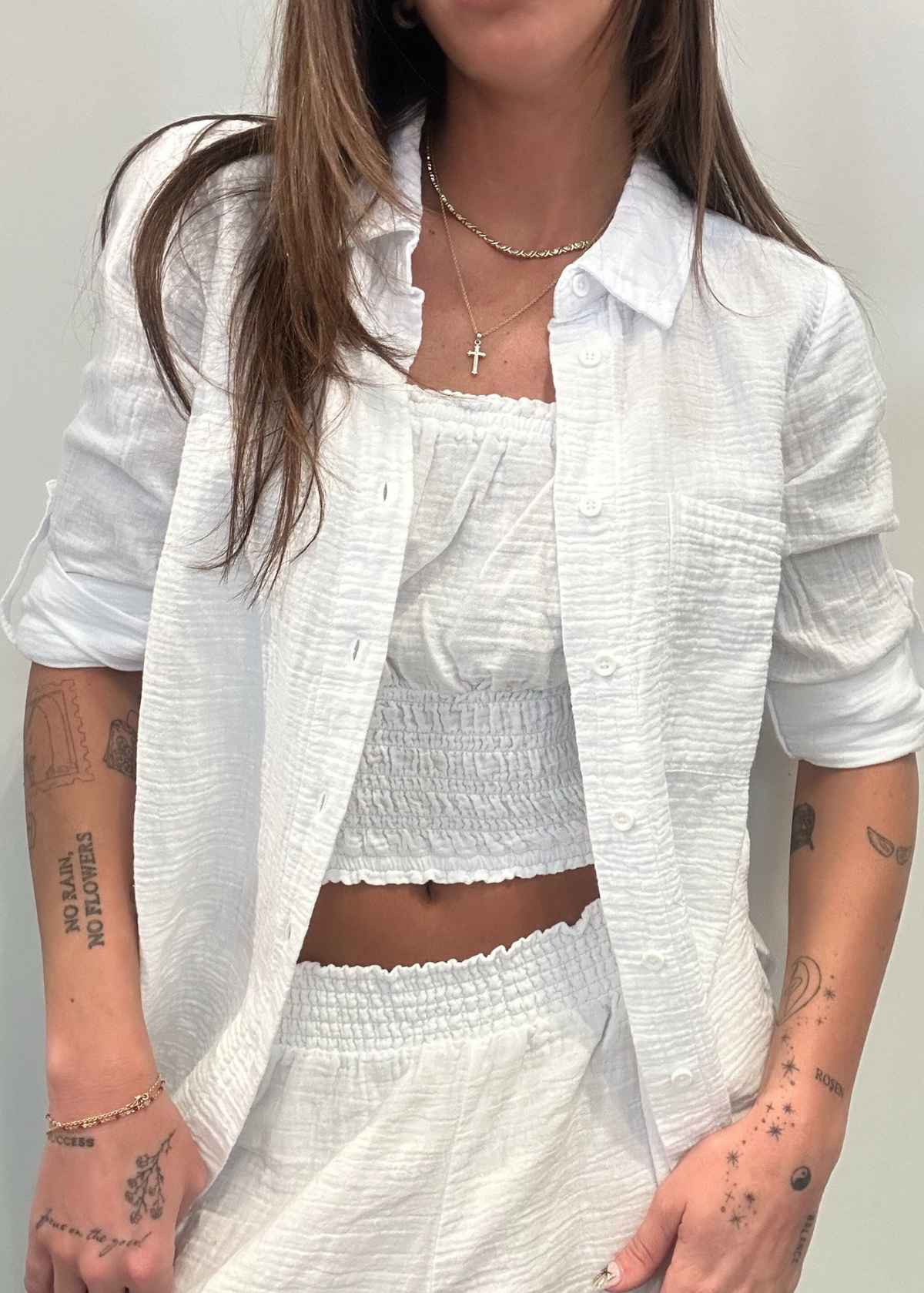 Bobi Tab Sleeve Button Front Shirt