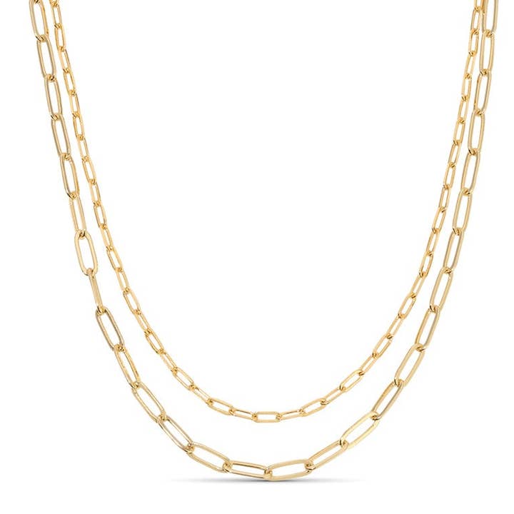 Splendid Iris Double Layer Delicate Paperclip Necklace