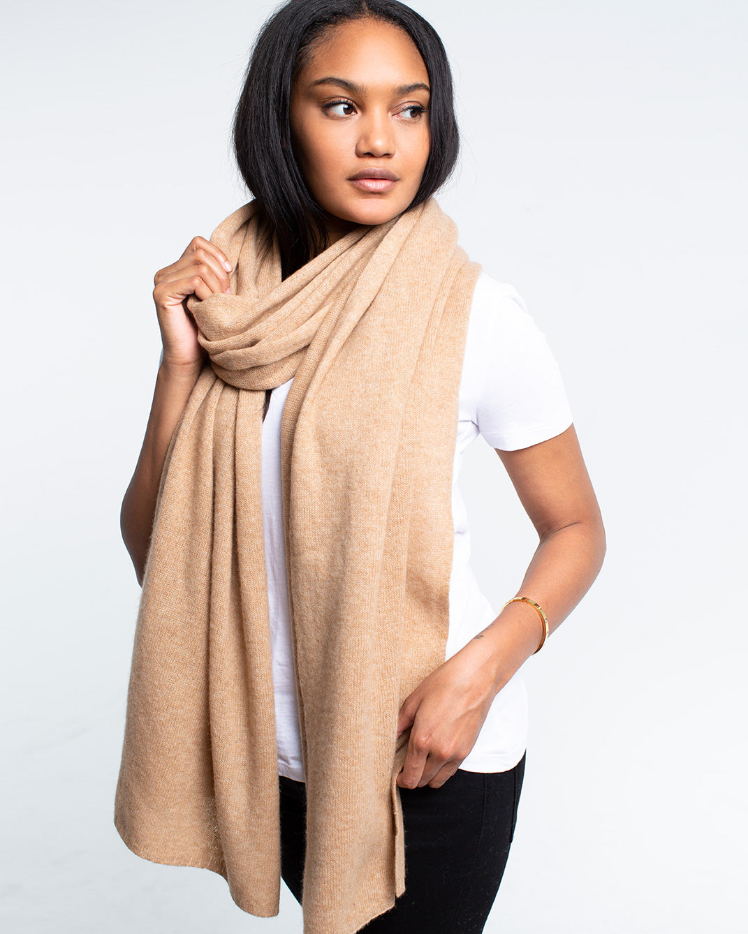Quinn Lora Cashmere Wrap in Camel