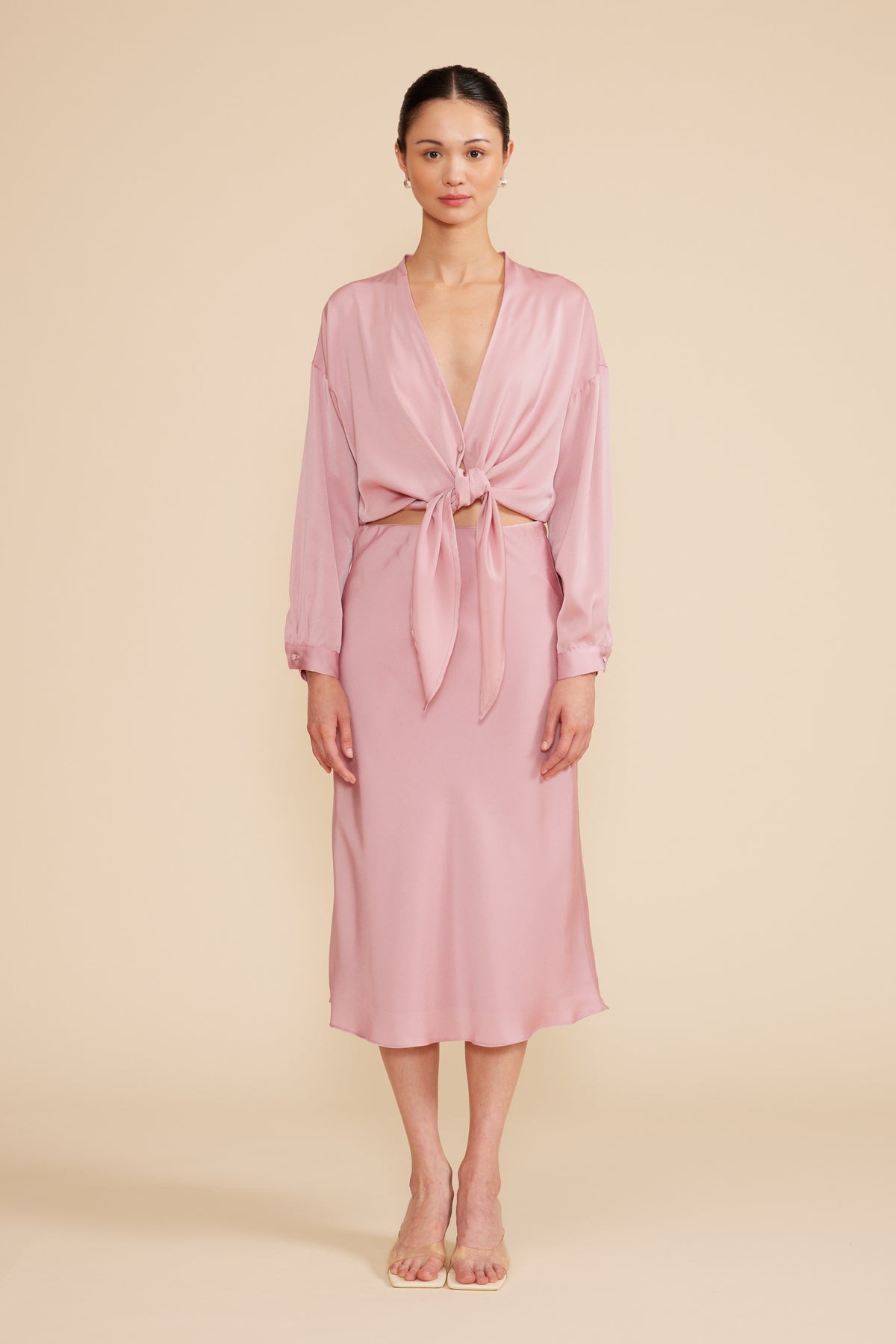 Lucy Paris Adonia Bias Skirt in Rose Pink