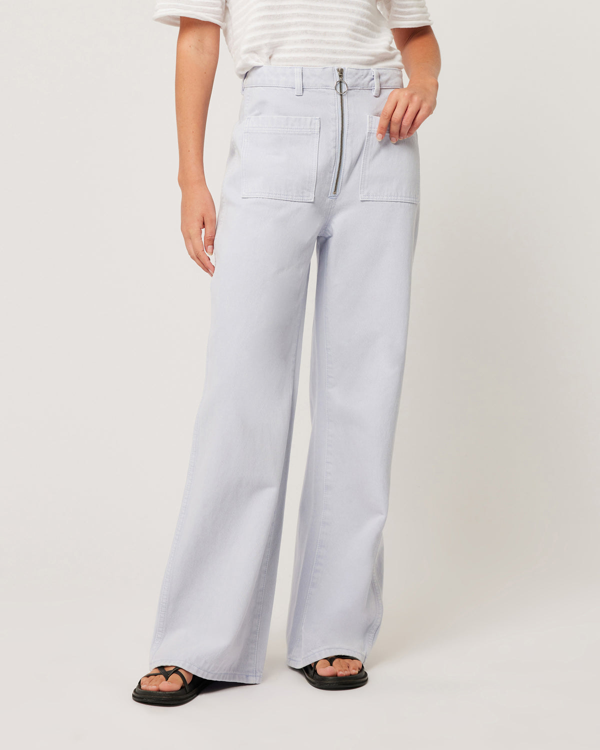 Rolla's Studio Flare Zip in Light Blue