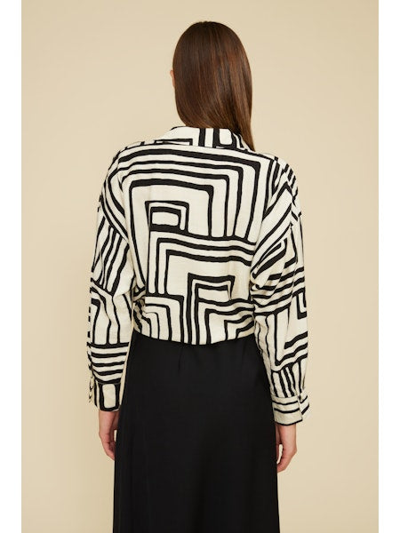 Lucy Paris Rue Button Down in Cream Black