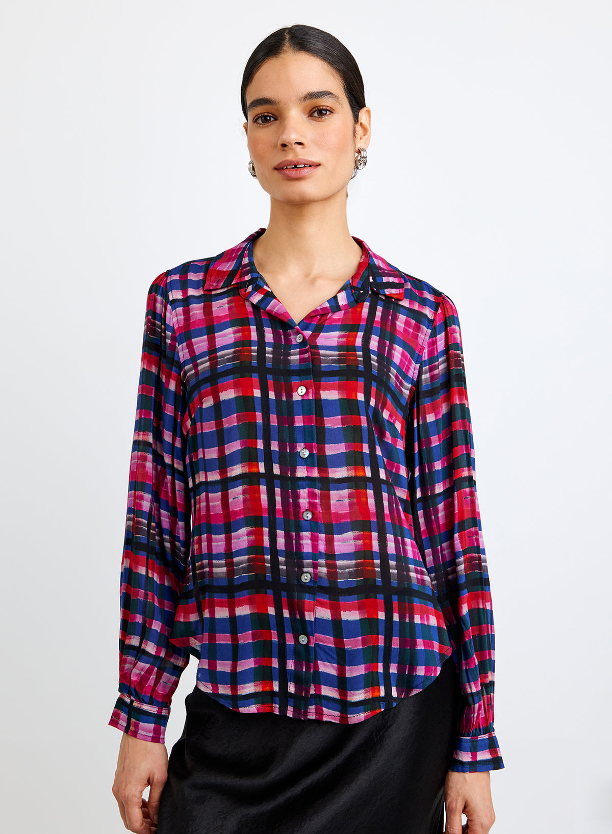 Bella Dahl Fitted Button Down Winter Plaid Print
