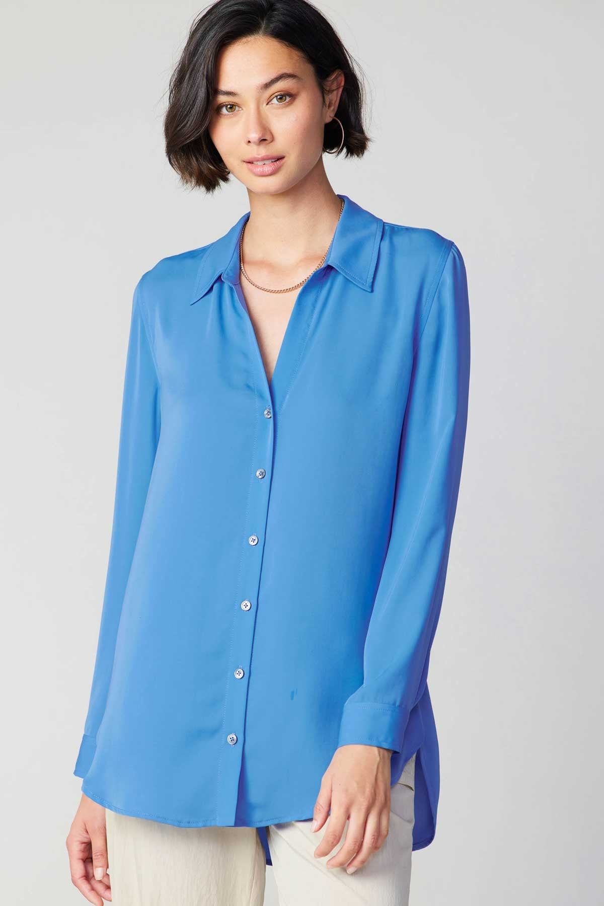 NYLAND Marion LS Spread Collar Button Down Azure Blue