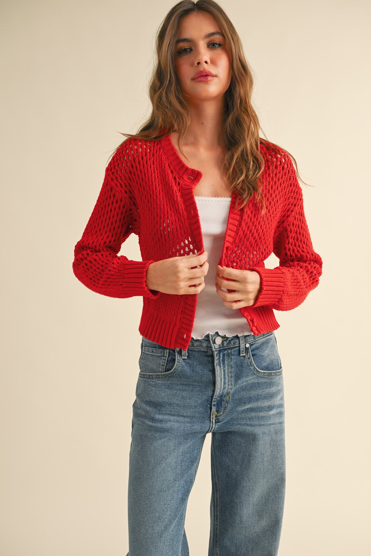 NYLAND Shelly Crochet Knitted Cardigan