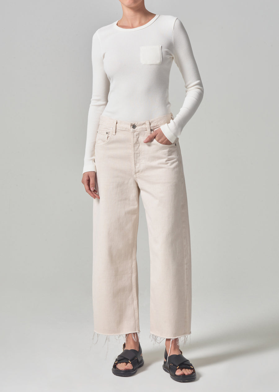 Citizens of Humanity Ayla Raw Hem Crop in Twill Almondette