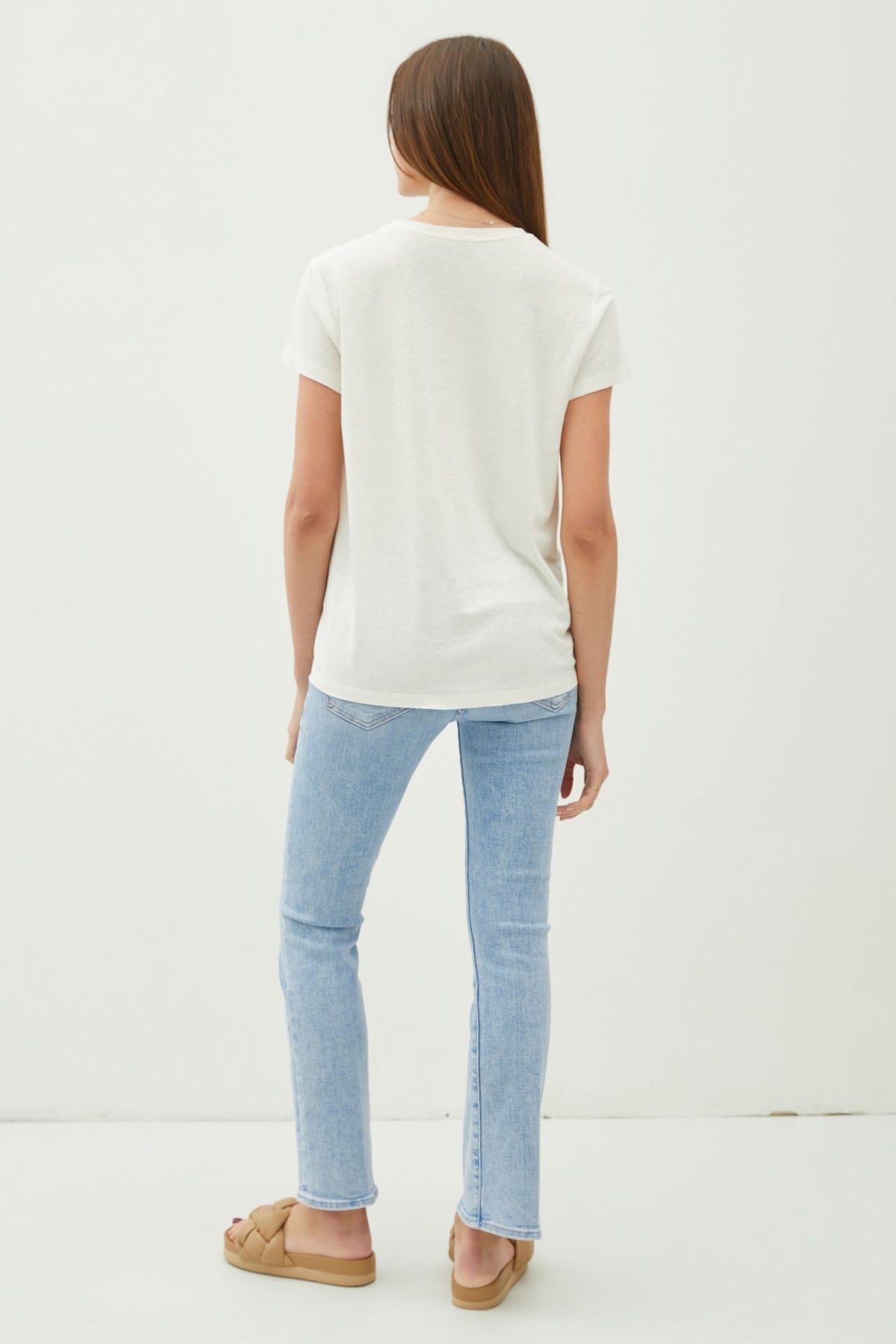 NYLAND Tempest Linen Classic Round Neck Split Hem T-shirt