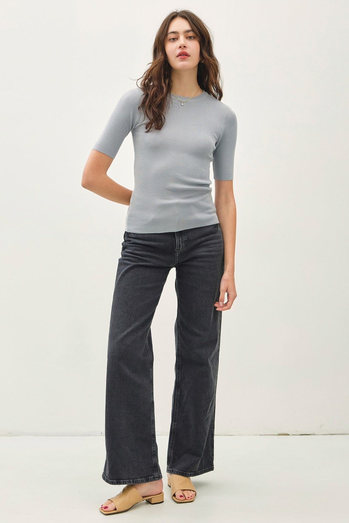 NYLAND Zenna Half Sleeve Rib Knit Top