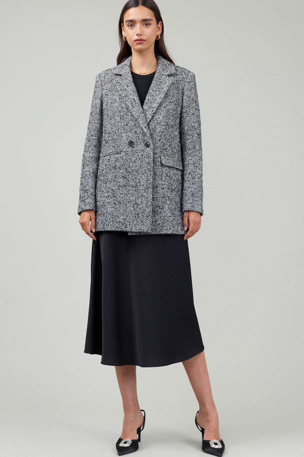 NYLAND Houndstooth Pattern Double Breasted Blazer