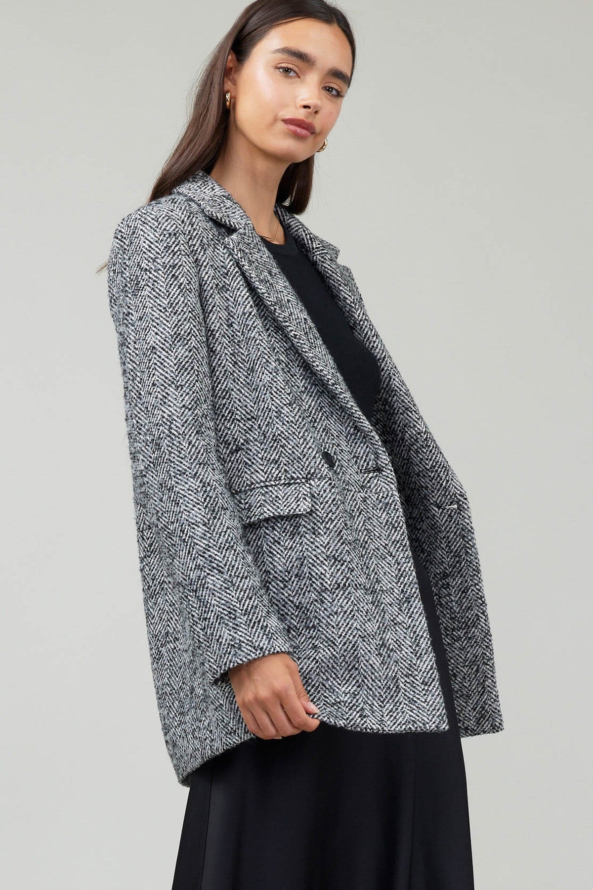 NYLAND Houndstooth Pattern Double Breasted Blazer