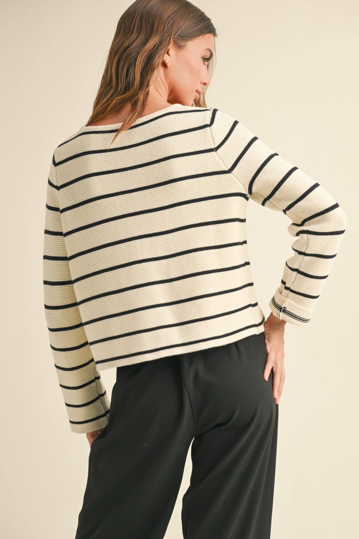 NYLAND Milana Striped Tie Front Cardigan