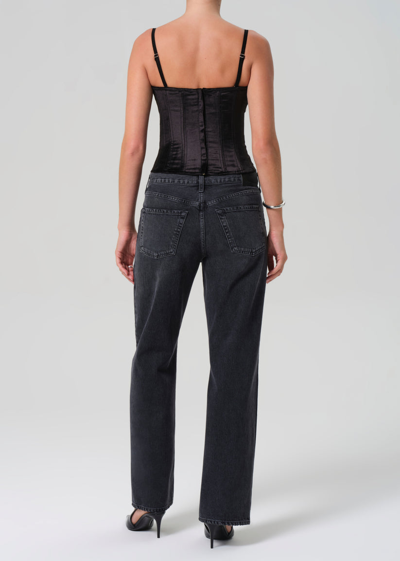 Citizens of Humanity Lindz Low Rise Easy Straight w/ Tuxedo Stripe  in Kuro