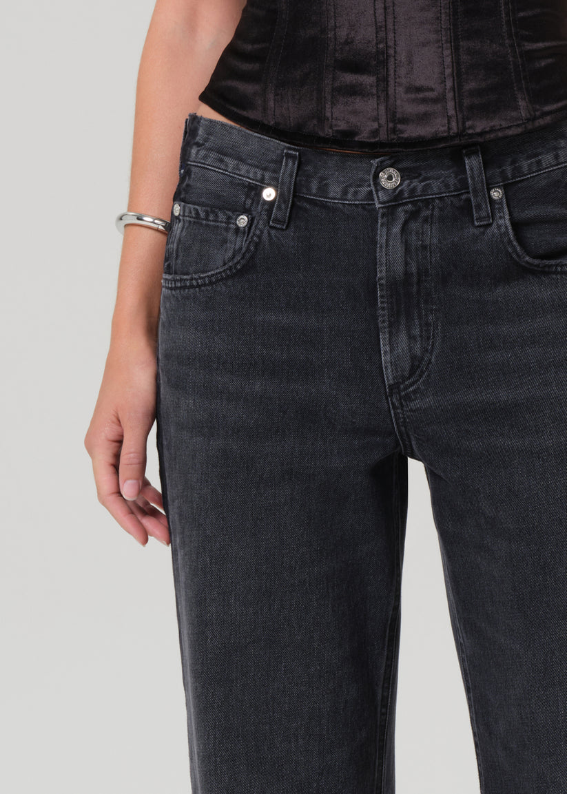 Citizens of Humanity Lindz Low Rise Easy Straight w/ Tuxedo Stripe  in Kuro