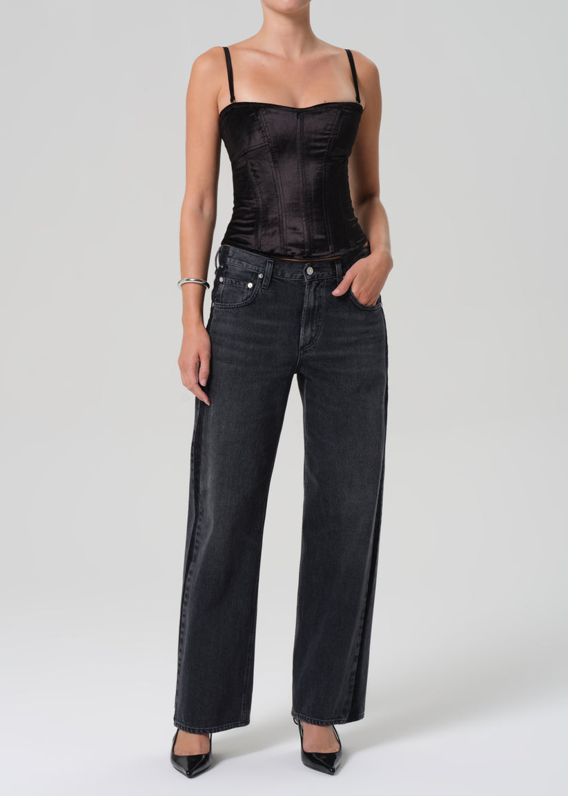 Citizens of Humanity Lindz Low Rise Easy Straight w/ Tuxedo Stripe in Kuro