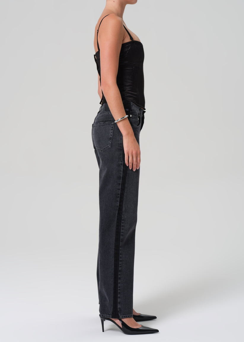 Citizens of Humanity Lindz Low Rise Easy Straight w/ Tuxedo Stripe  in Kuro