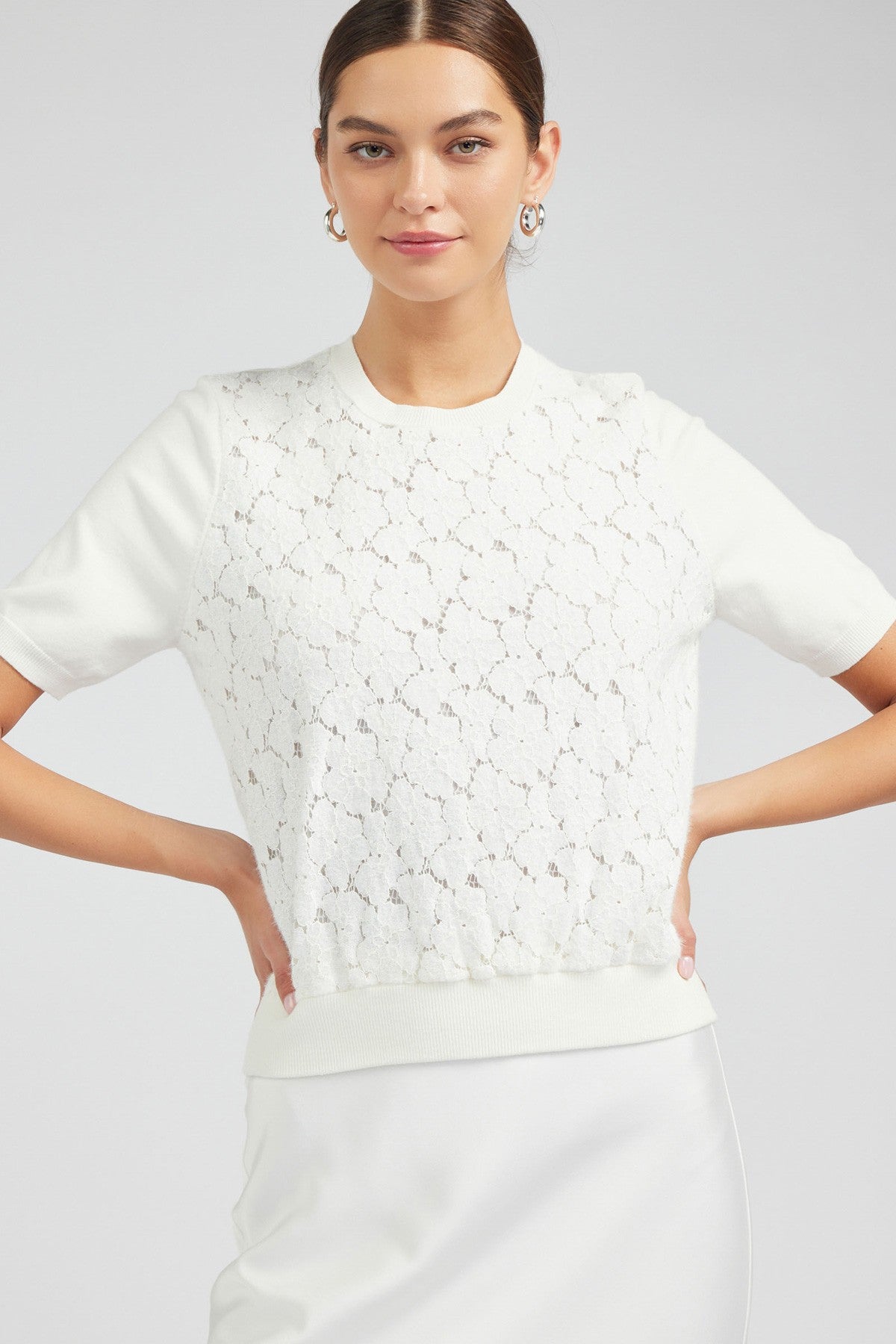 NYLAND Chantal Lace Detail SS Sweater