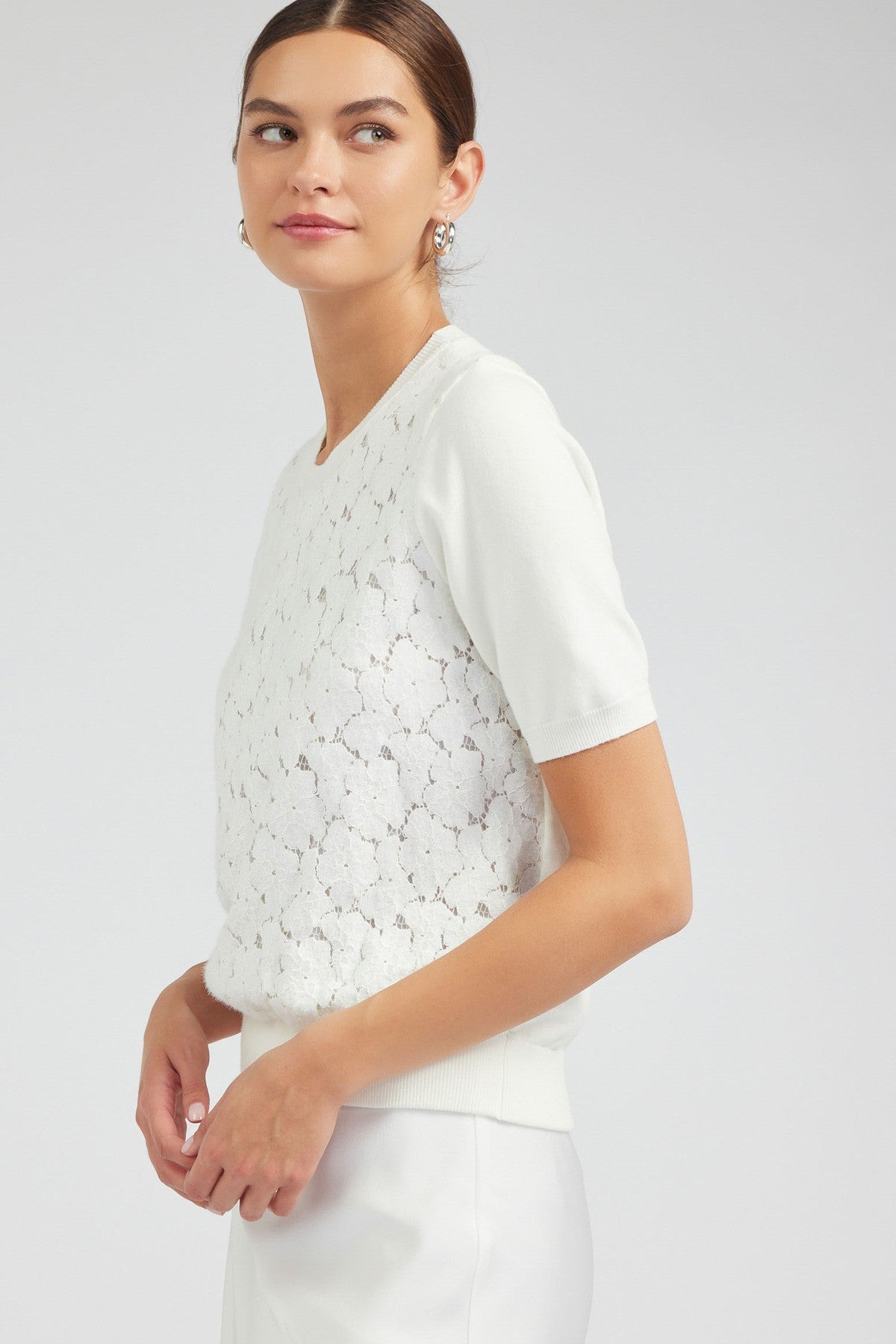 NYLAND Chantal Lace Detail SS Sweater