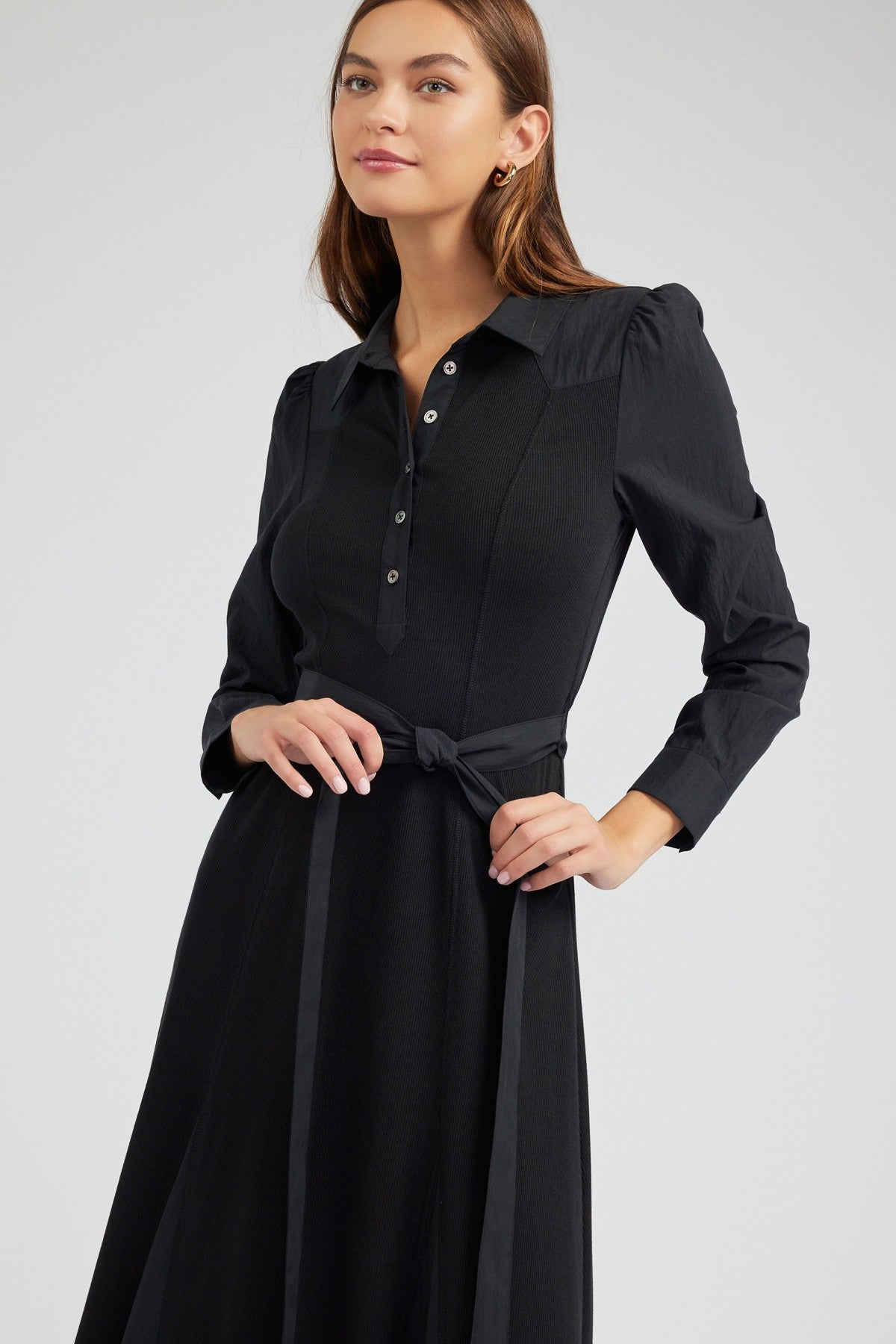 NYLAND Conney Henley Collar Long Dress
