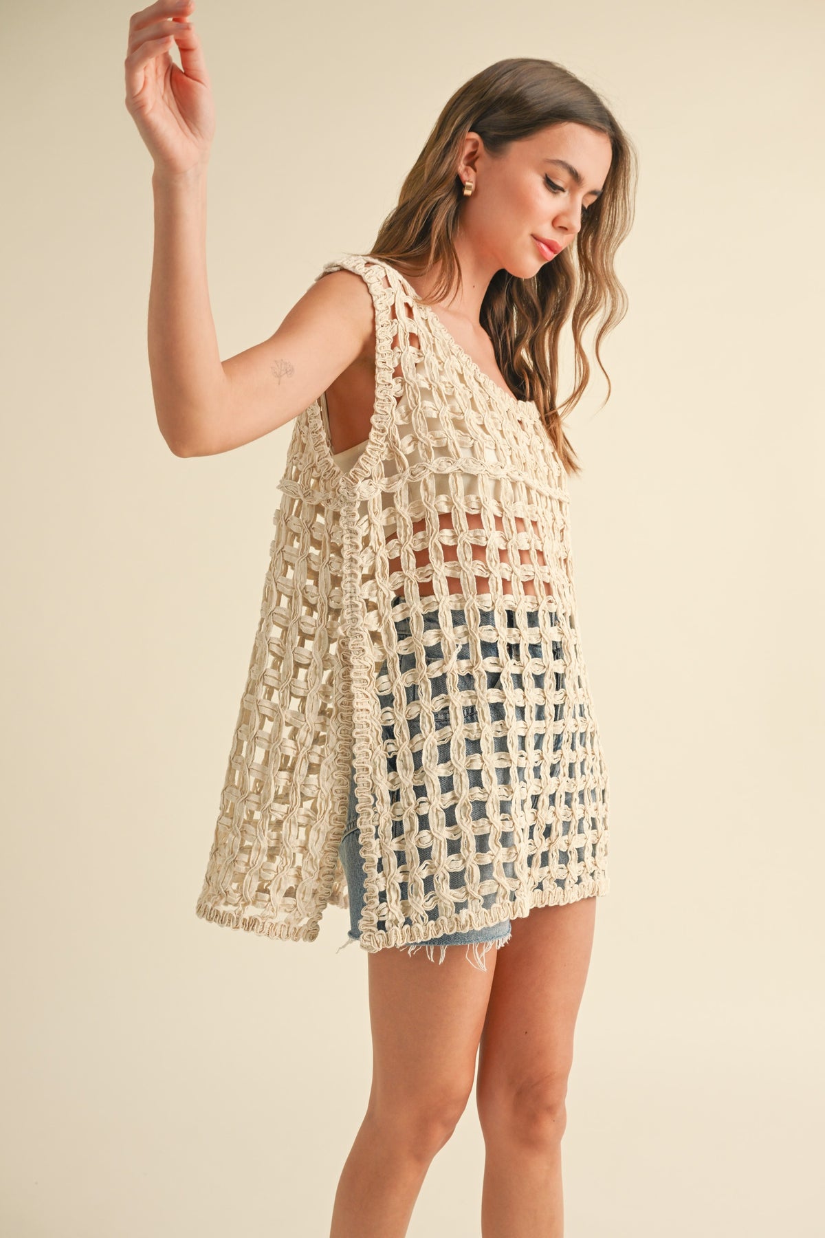 NYLAND Martha Round Neck Net Top