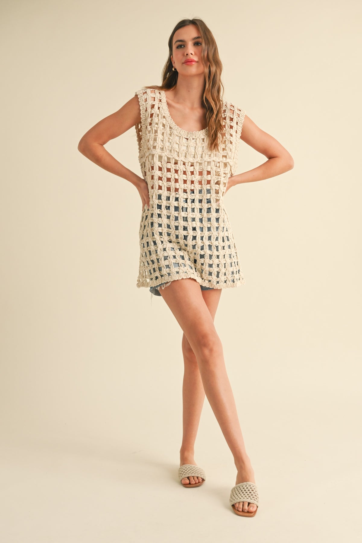 NYLAND Martha Round Neck Net Top