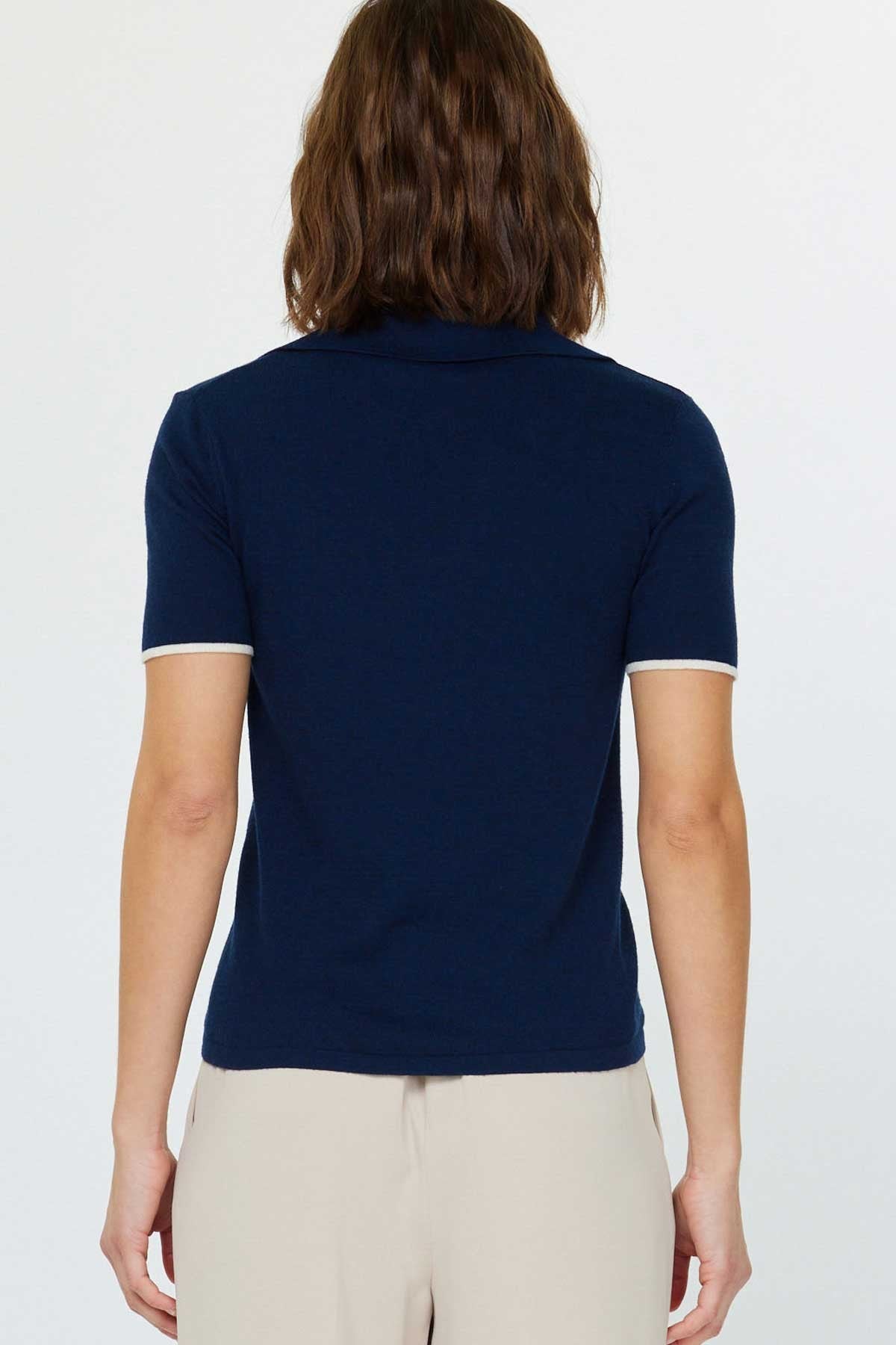 NYLAND Dion U-Neck Polo Sweater Navy