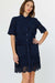 NYLAND Roxie Button Front Short Shirt Dress Navy