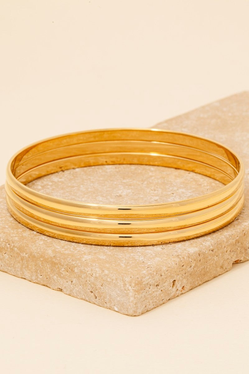NYLAND Romy Stainless Steel Layered Bangle Bracelet Set