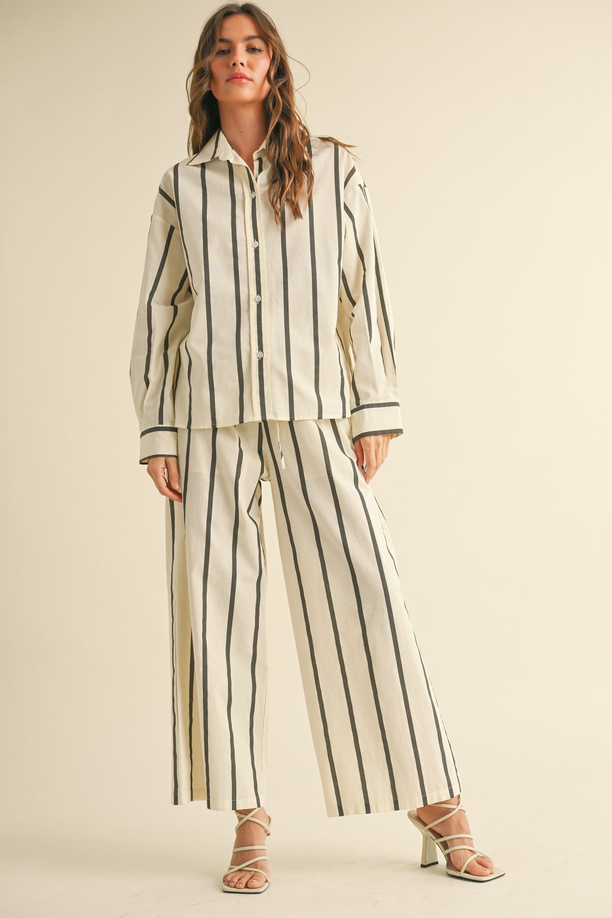 NYLAND Myra Striped Button Down Linen Shirt
