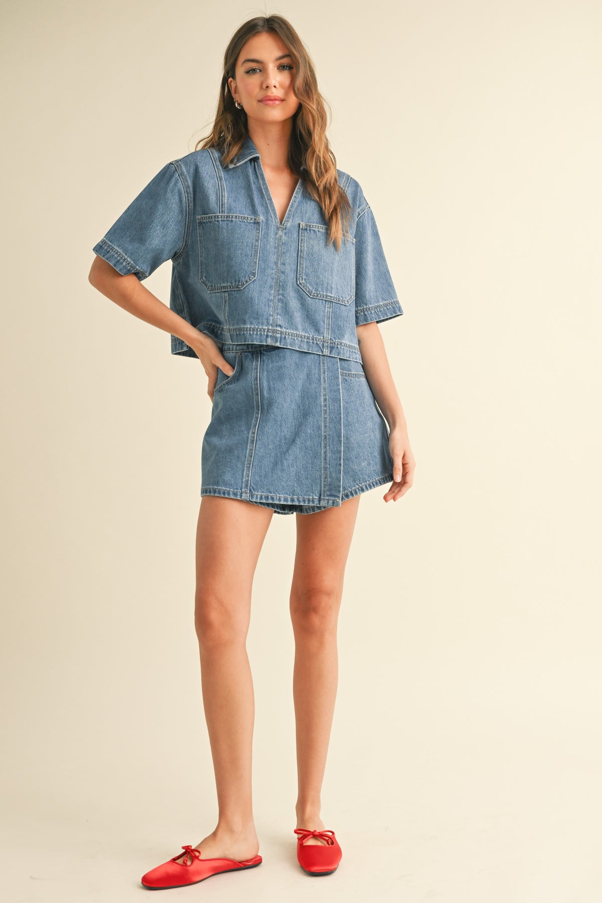 NYLAND Idaline Pocket Front Denim Shirt