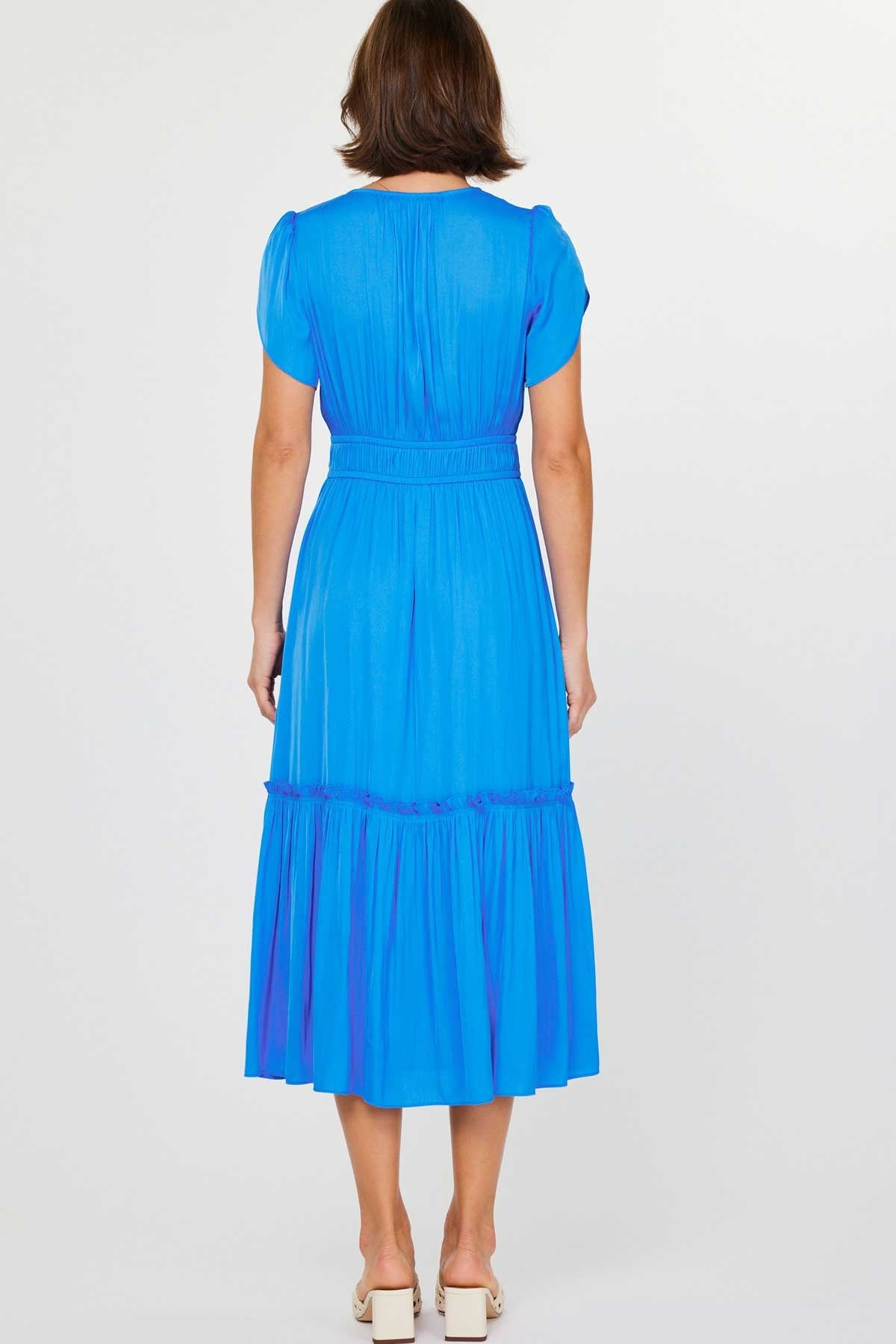 NYLAND Ualani Tulip Sleeve V-Neck Midi Dress
