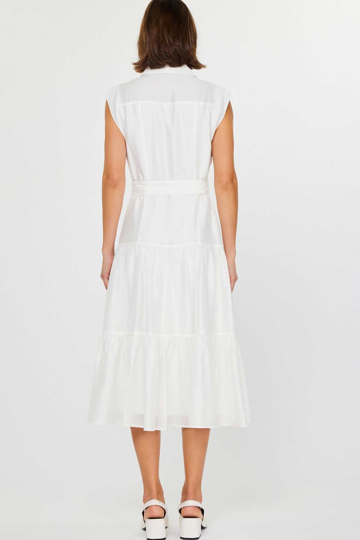 NYLAND Johari Button Down Tiered Midi Dress