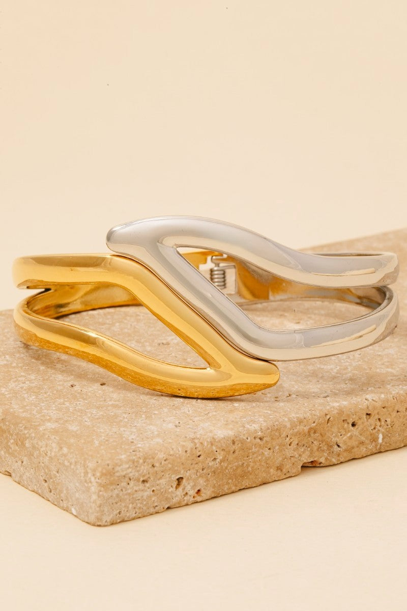 NYLAND Sunniva Stainless Steel Two Tone Hinge Bangle Bracelet