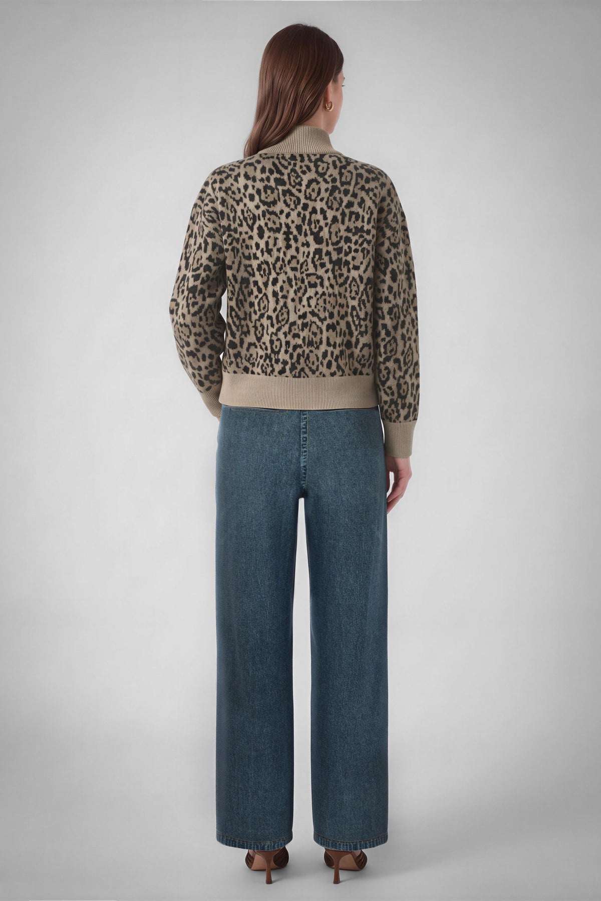 NYLAND Fleur Jacquard Half Zip Up Sweatshirt