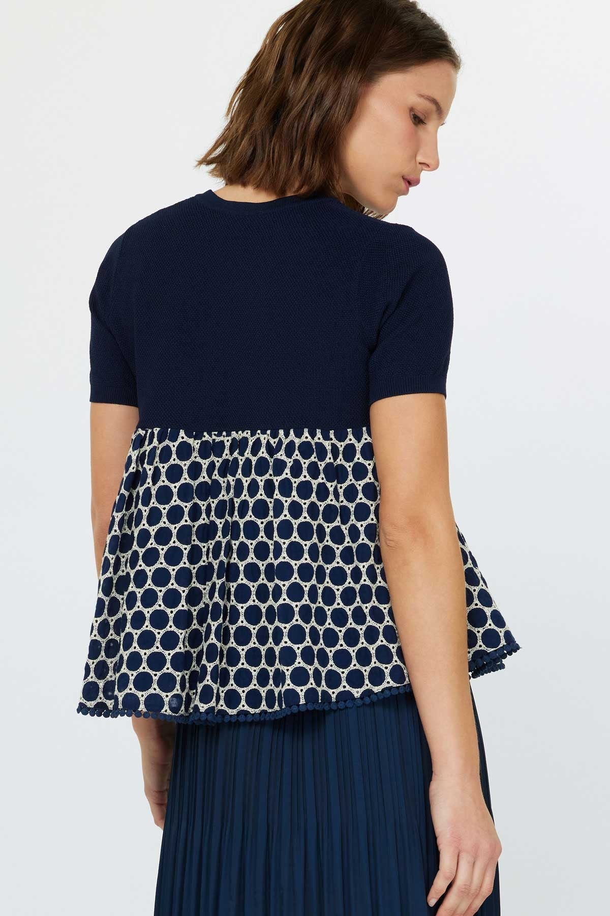 NYLAND Delphine Lace Combo Short Sleeve Cardigan Black